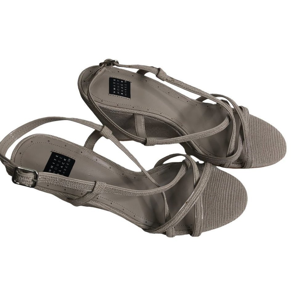 WHITE‎ HOUSE BLACK MARKET SILVER WEDGE STRAPPY SANDALS sz 10 new